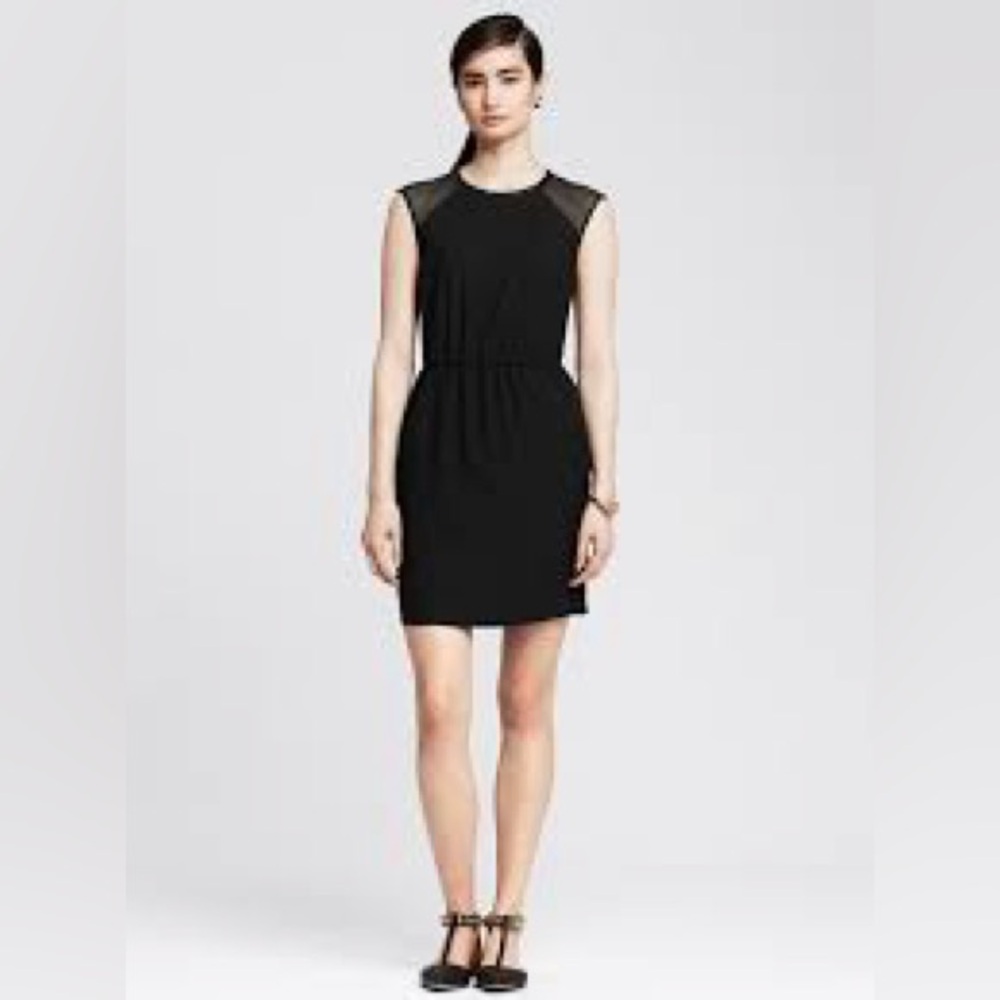 Banana Republic Petite Mesh Cap-Sleeve Dress, Black